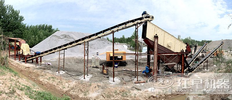 固定式機(jī)制砂生產(chǎn)線（重錘破為核心設(shè)備）