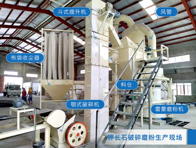 鉀長(zhǎng)石破碎磨粉現(xiàn)場(chǎng) 鉀長(zhǎng)石破碎磨粉現(xiàn)場(chǎng)