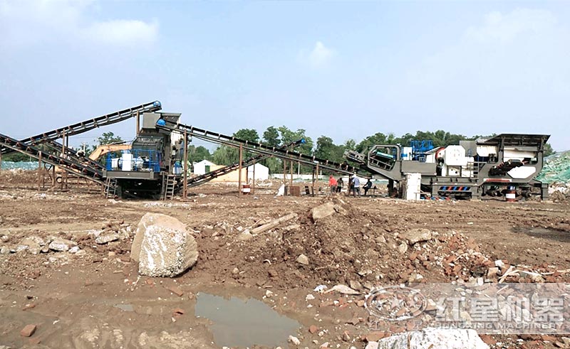 建筑垃圾處理設(shè)備—移動顎破+移動反擊破