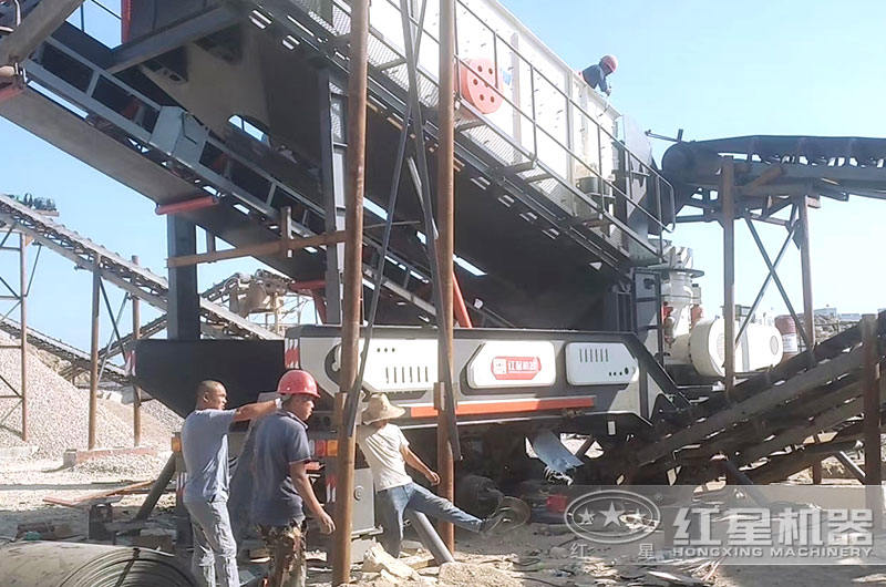 輪胎式移動粉沙一體機現(xiàn)場