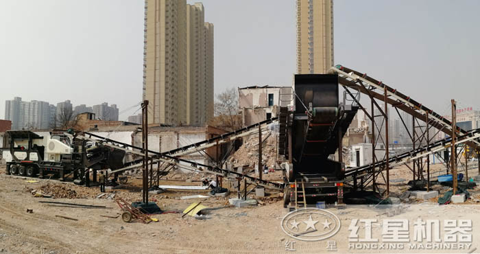 建筑垃圾碎石機工作現(xiàn)場