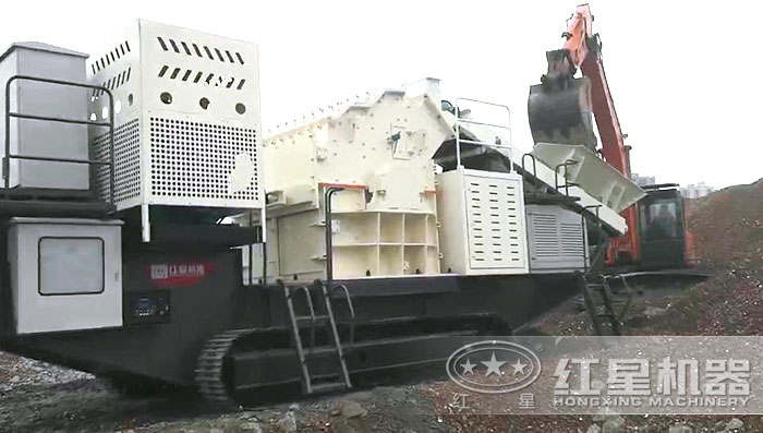 紅星履帶移動建筑垃圾粉碎機 紅星履帶移動建筑垃圾粉碎機