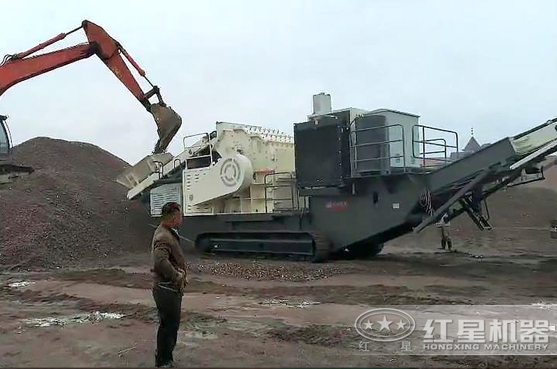 履帶式建筑垃圾破碎站+細(xì)碎機(jī)將建筑垃圾用來制成沙子