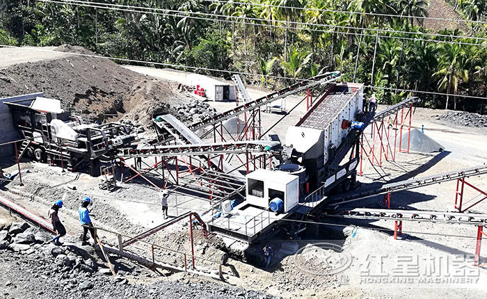 可移動砸石作業(yè)現(xiàn)場