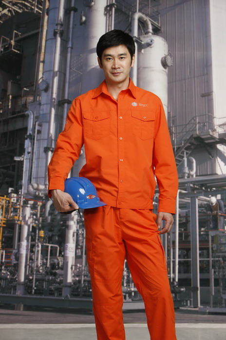 工服定制 耐磨工作服男士 橘色長(zhǎng)袖工作服
